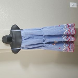 Paper Crane Denim/Embroidered Tie Strap and Belted Dress Size M